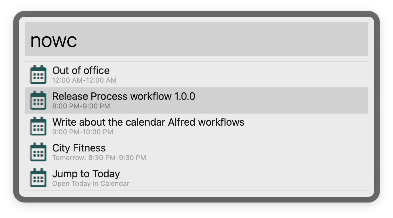 Easy Calendar navigation with Alfred